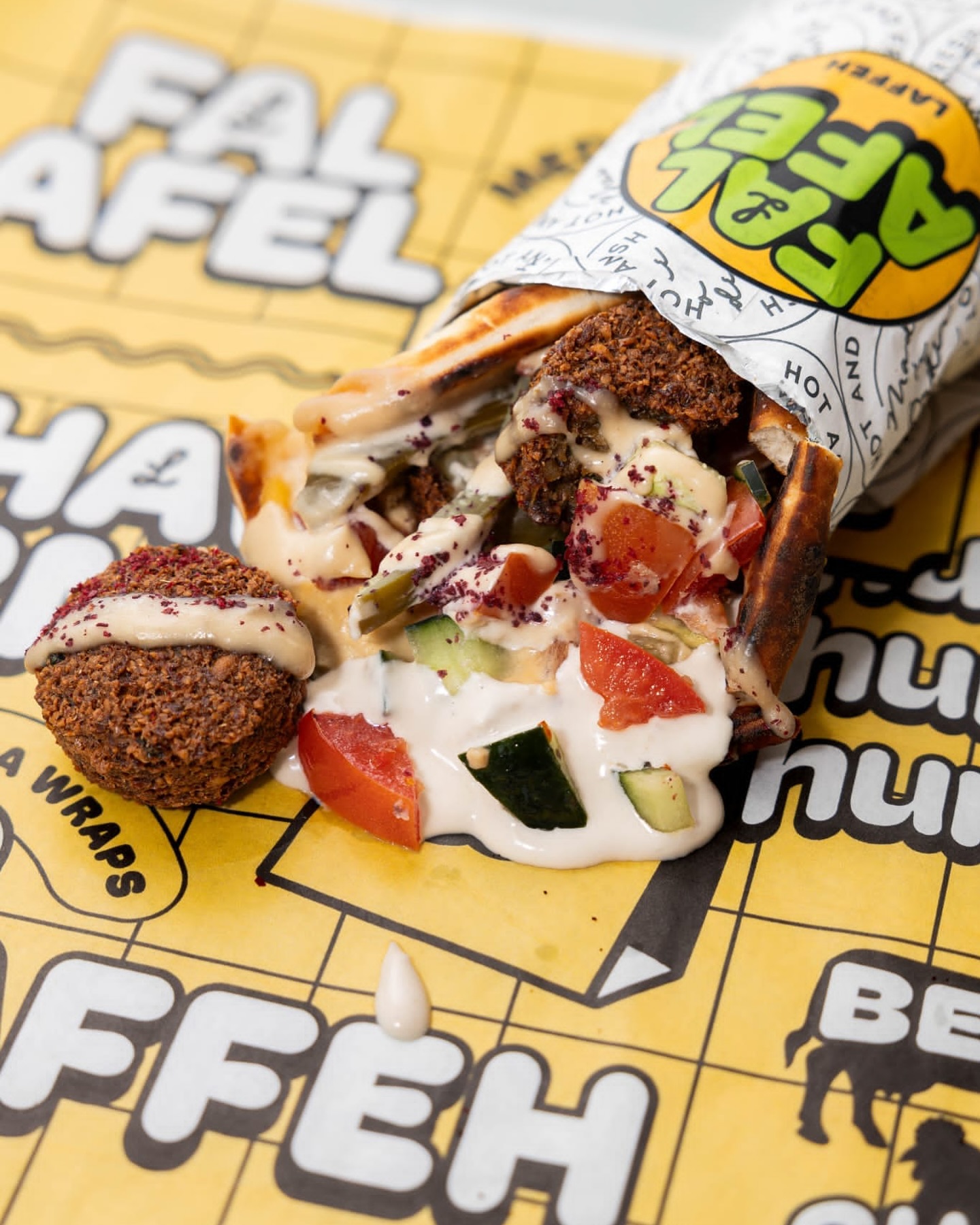 Laffeh's colorful, artisan-made falafel wraps
