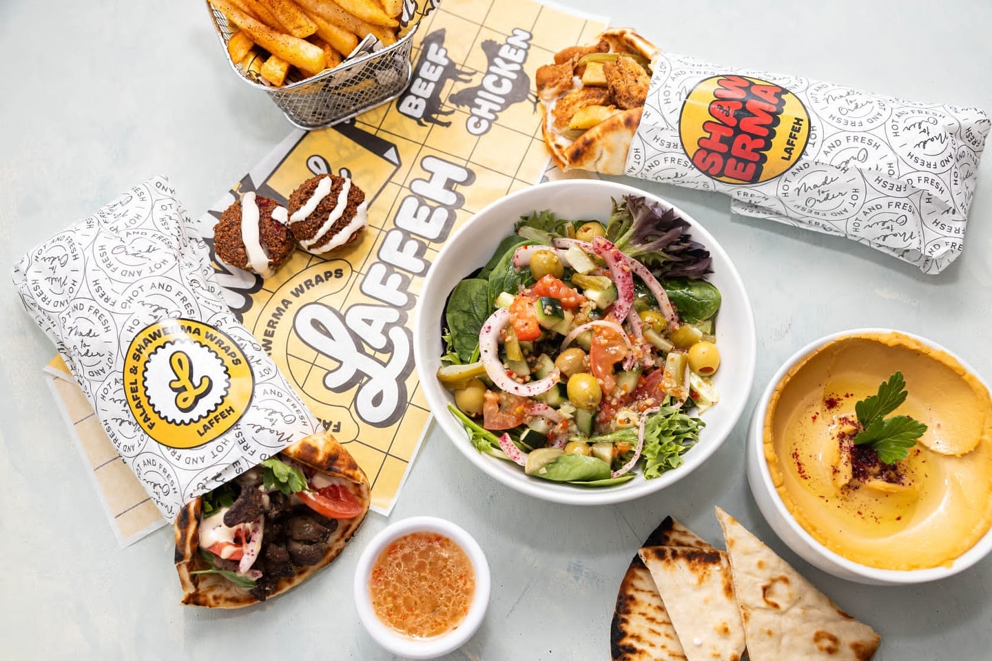 Signature Mediterranean sandwiches and dips from Laffeh
