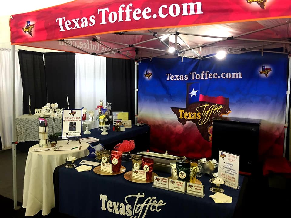 Texas Toffee's charming market booth in full swing